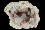 Pink Amethyst Geode Half With Calcite - Argentina #127293-1